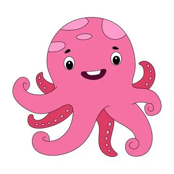 Funny octopus isolated on a white background Illustrazione stock