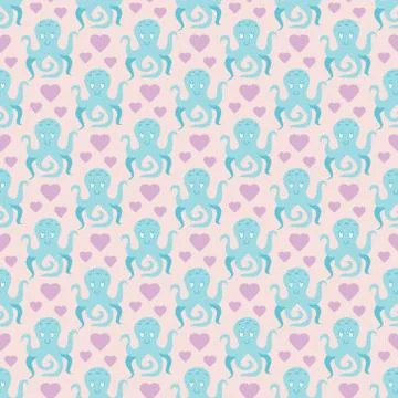 Funny octopus in love Stock Illustration