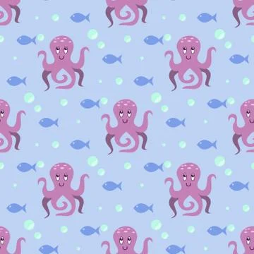 Funny octopus pattern Illustrazione stock