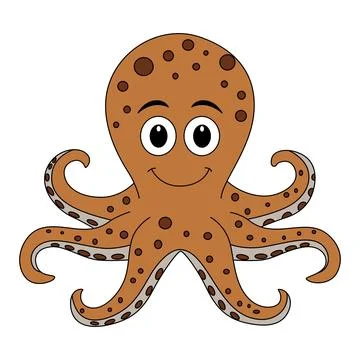 Funny octopus is smiling vector illustration Stock Illustration