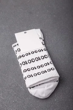 Funny odd socks for geek, developer or programmer with binary 01 code 스톡 사진