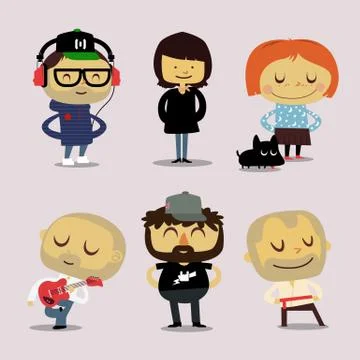 Funny office characters  smiling Stock Illustration