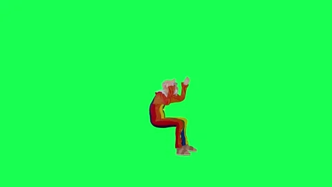 Funny old clown sitting clapping, left angle green screen chroma key Stock Footage 259824955