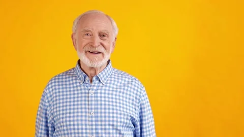 Funny old man look empty space Stock Footage 158238967