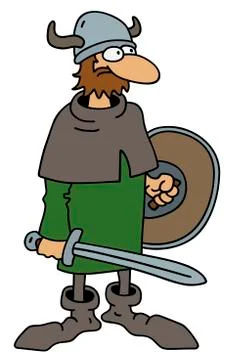 Funny old viking warrior Illustrazione stock