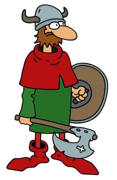 Funny old viking warrior Stock Illustration