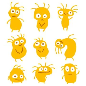 Funny Orange Flat Things Isolated Vector Illustration Stock Illustration