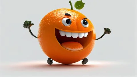 Funny orange fruit with smiley face. 3d illustration. Stock Illustration
