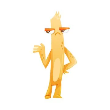 Funny Orange Monster with Grumpy Face Vector Illustration Illustrazione stock