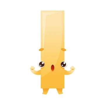 Funny Orange Rectangle as Geometric Shape Character with Surprised Face イラスト素材