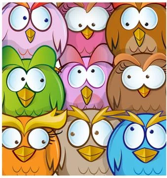 Funny owl cartoon background Ilustração Stock