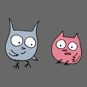 Funny owl character. cartoon. Vector illustration. Isolated.. doodles Stock Illustration