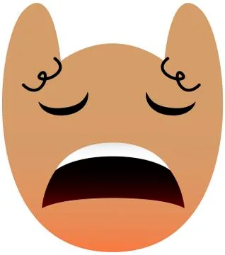 Funny owl face of a set with big eyes. Tired Kawaii Emoji. Icon Stock Illustration