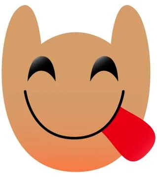 Funny owl face of a set with big eyes. Hungry Yummy Kawaii Emoji. Icon Ilustración de archivo