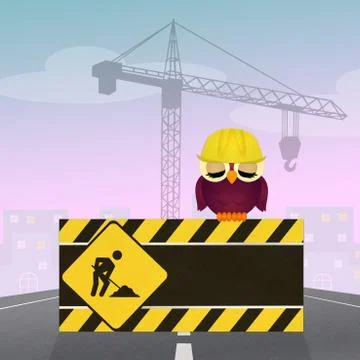 Funny owl worker Stock Illustration
