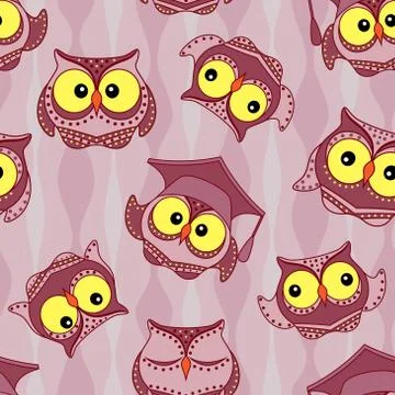 Funny owls seamless pattern Stock Illustration