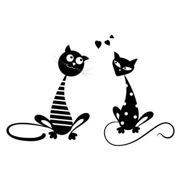 Funny pair of black cats. Stock Illustration