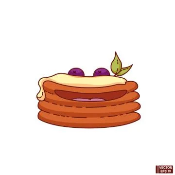 Funny pancake breakfast character Ilustração Stock