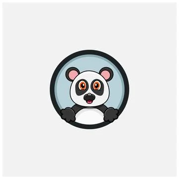 Funny Panda Head Character Design. Perfect For Logo, Label, Template and Icon Stock Illustration