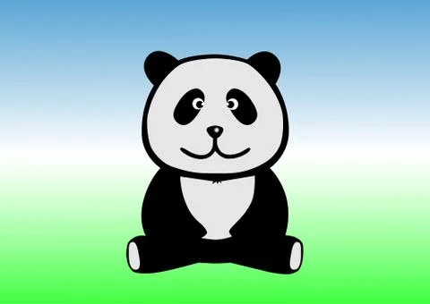Funny panda sits on the ground Stockillustratie