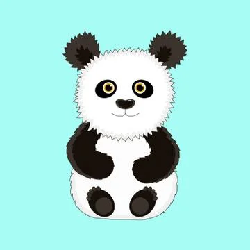 Funny Panda sitting on his ass. Vector. Stock Illustration
