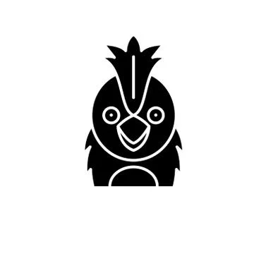 Funny parrot black icon, vector sign on isolated background. Funny parrot Stock Illustration