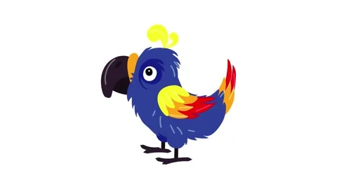 Funny parrot icon animation Stock Footage 152563992