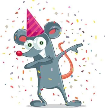 Funny Party Mouse Dabbing Vector Cartoon Stock Illustration