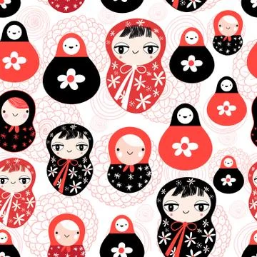 Funny pattern with dolls Stock Illustration