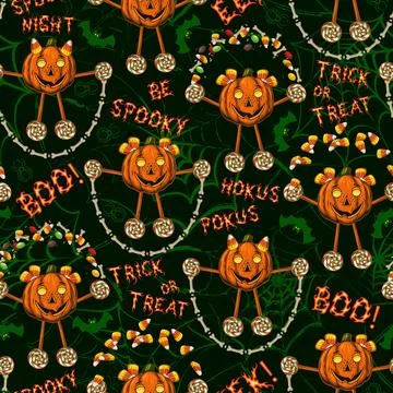Funny pattern with pumpkins like having fun kids Illustrazione stock