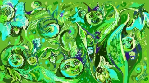 Funny pea pods blooming flowering vegetables cartoon 動画素材 137862353