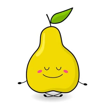 A funny pear in a cartoon style doing yoga. Stock Illustration