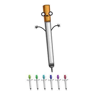 Funny pen character cartoon vector graphic Stock Illustration