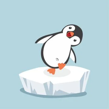 Funny penguin on ice floe Stock Illustration