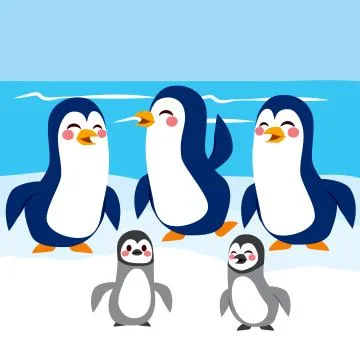 Funny Penguins Antarctica Stock Illustration
