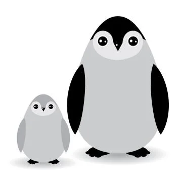 Funny penguins on white background. vector Stock Illustration