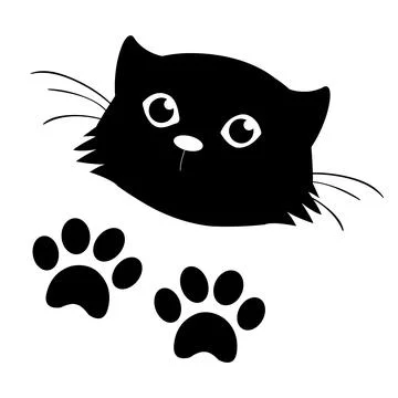 Funny pet peeking. Vector illustration on white background. Tattoo. Stock Illustration
