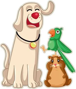 Funny Pet Shop Mascots Vector Cartoon Stock Illustration