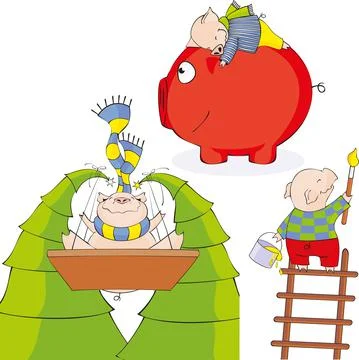 Funny piglets. Vector. Stock Illustration