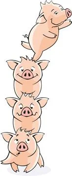 Funny piglets. Vector. Stock Illustration