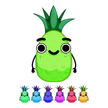 Funny pineapple character cartoon vector graphic Stock Illustration
