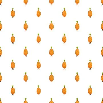 Funny pineapple character seamless pattern on white background Stock Illustration