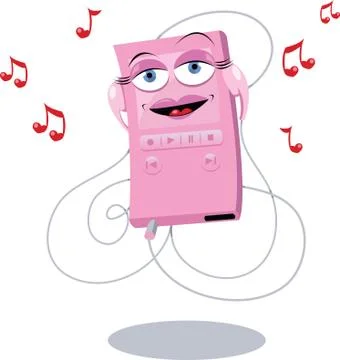 Funny pink mp3 player Stock Illustration