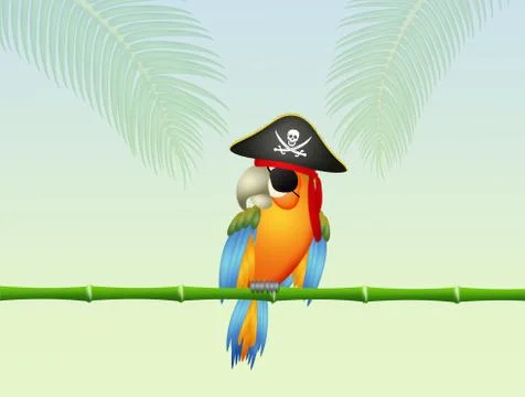 Funny pirate parrot イラスト素材