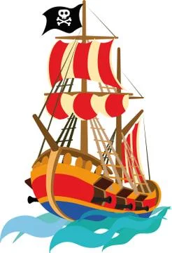 Funny pirate ship Illustrazione stock