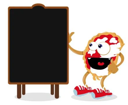Funny Pizza Pointing a Blackboard Stock Illustration