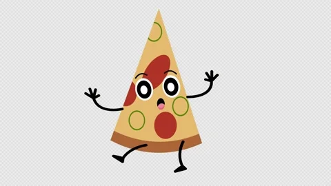 Funny Pizza Slice Character Animation Dancing with Surprised Expression on .. Stock Footage 324038239