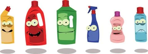 Funny plastic bottles Stock Illustration