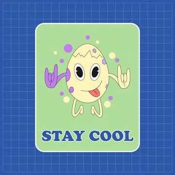 Funny Polka Dot Egg Character Sticking Out Tongue Cartoon Illustration Stock Illustration