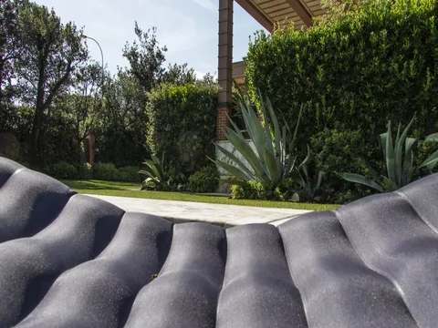 Funny pool party &amp; Inflatable mattress Stock Footage 77465611